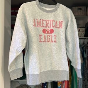 Grey with red graphics American Eagle crewneck sweatshirt